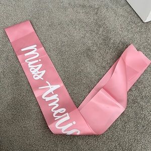 Miss Americana Pink Sash with White Glitter Writing Taylor Swift
